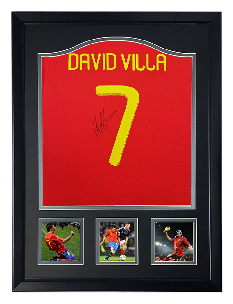 大卫比利亚 2010世界杯西班牙队亲笔签名足球服球衣 含sa证书裱框