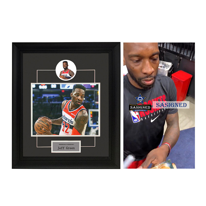 休斯顿火箭队 杰夫格林 亲笔签名照片 含sa证书 裱框 proof