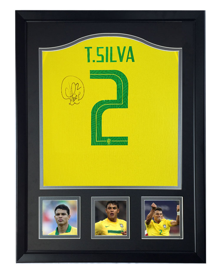 蒂亚戈席尔瓦 2018巴西队亲笔签名足球服球衣含证书裱框