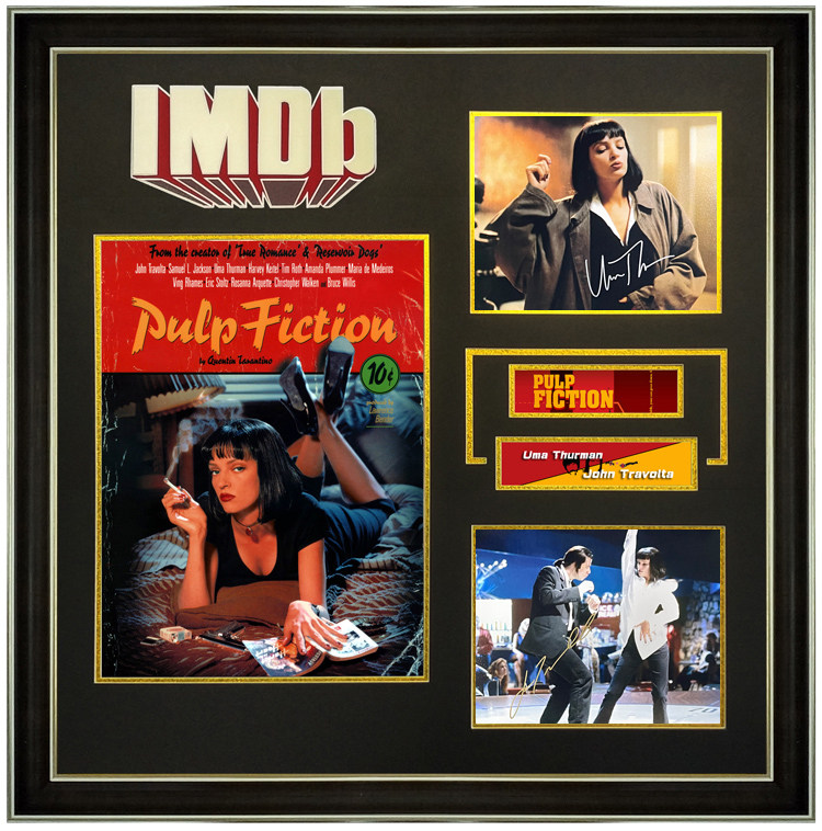 低俗小说 约翰特拉沃尔塔乌玛瑟曼 亲笔签名照片裱框 含证书 imdb