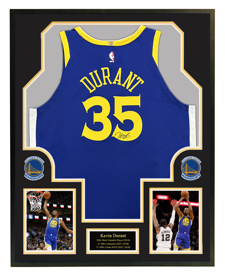 kd杜兰特亲笔签名球衣 勇士队35号 5冠au球员版 裱框 带证书 珍藏