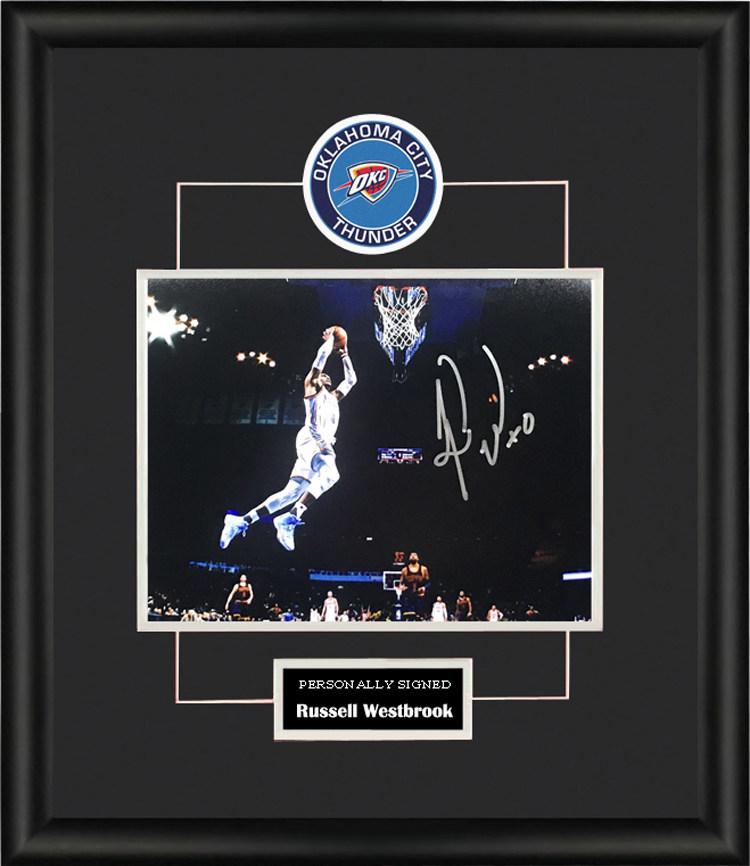 收藏 拉塞尔威斯布鲁克威少 雷霆 亲笔签名 照片裱框 含sa证书