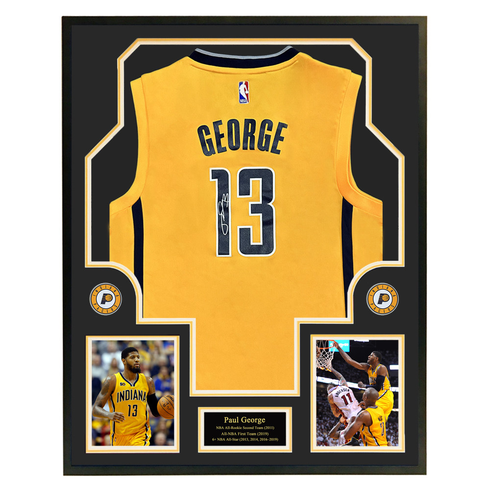 保罗乔治签名步行者13号球衣 pg乔治篮球服 带证书 裱框