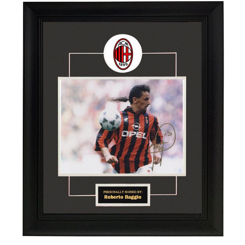 罗伯特巴乔 ac米兰 亲笔签名照片 裱框收藏 含sa证书