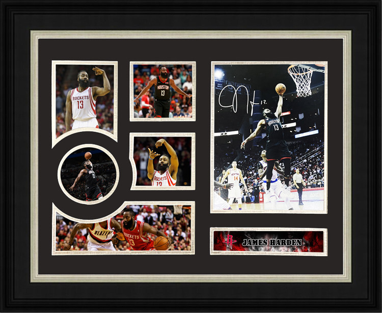 收藏 詹姆斯哈登 亲笔签名 照片精裱框20寸 含sa证书 nba火箭时期