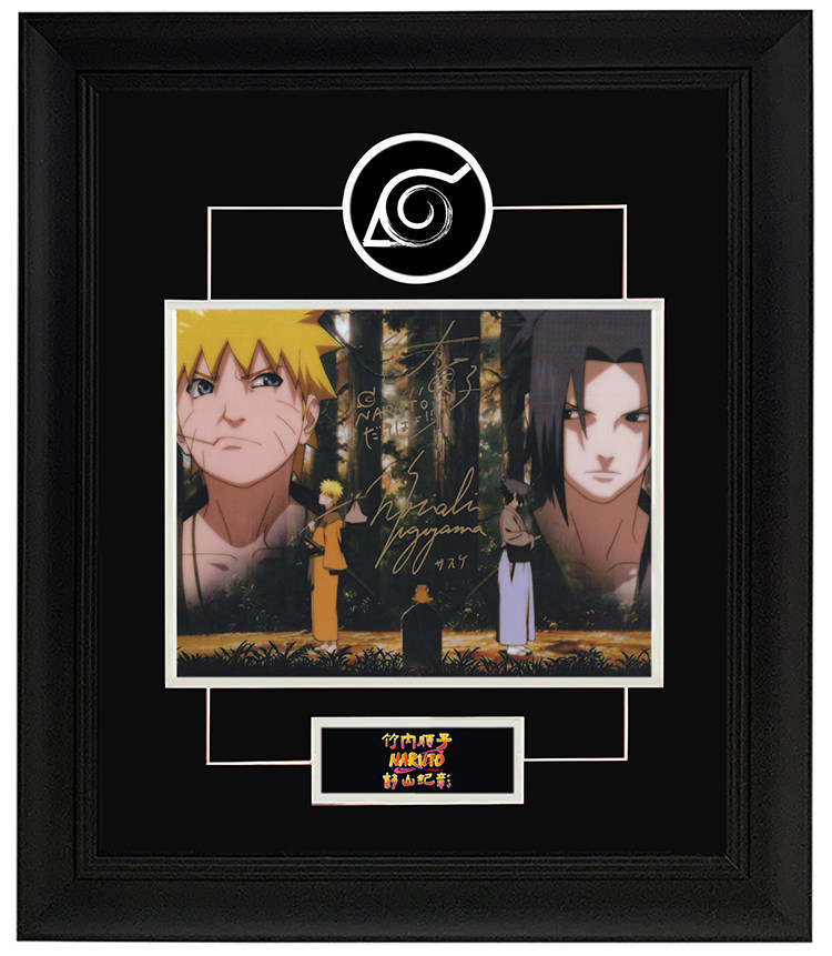 竹内顺子 杉山纪彰火影忍者鸣人佐助声优配音亲笔签名照片 裱框含sa