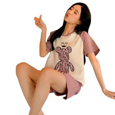 短袖短裤睡衣可爱两件套