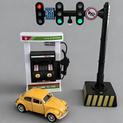 儿童加油站玩具发声亮灯早教交通信号灯红绿灯模型标志指示牌教具