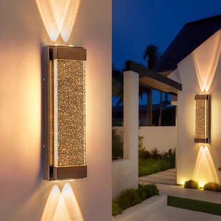 上下发光户外壁灯庭院露台灯轻奢气泡水晶壁灯别墅大门柱子外墙灯