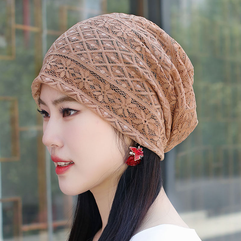 帽子女韩版透气薄款蕾丝头巾帽女士包头堆堆套头帽孕妇帽防尘帽子