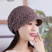 女春夏天洋气鸭舌帽子韩版 复古镂空网眼透气堆堆贝雷帽休闲显瘦脸