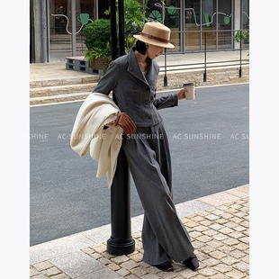 女通勤直筒休闲阔腿长裤 SUNSHINE 裤 羊毛混纺柔软舒适西装 冬季