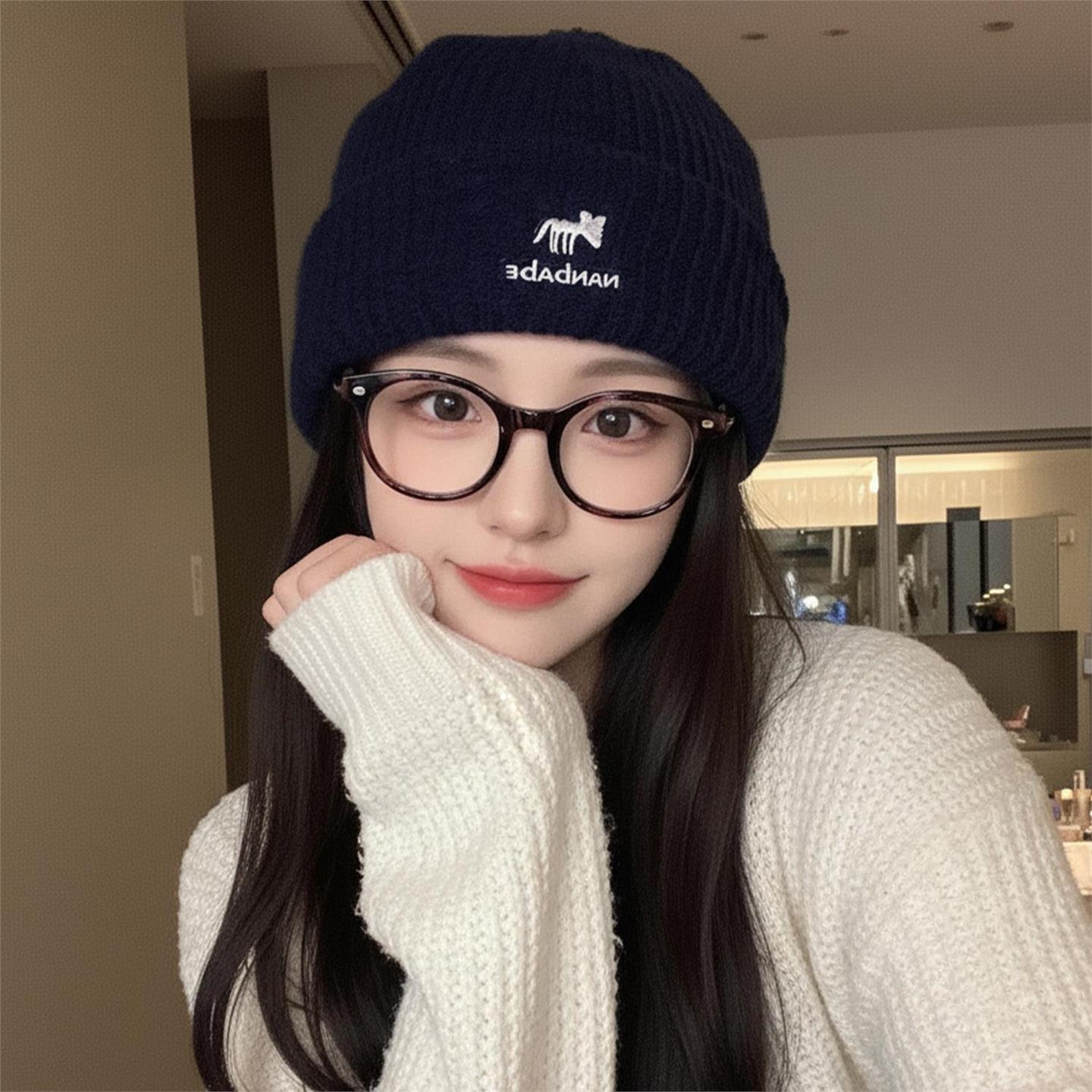 韩系高级感2025新款秋冬针织帽