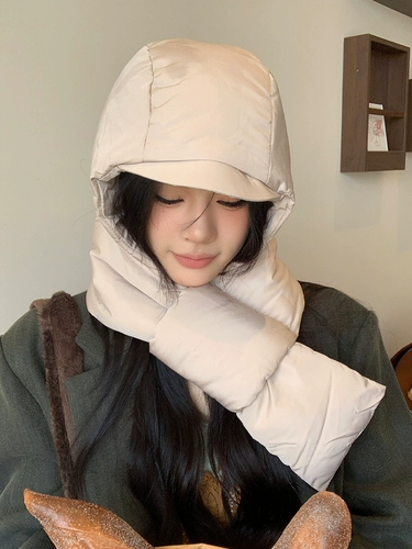 Шапка, зимний удерживающий тепло ветрозащитный шарф с пухом, увеличенная толщина