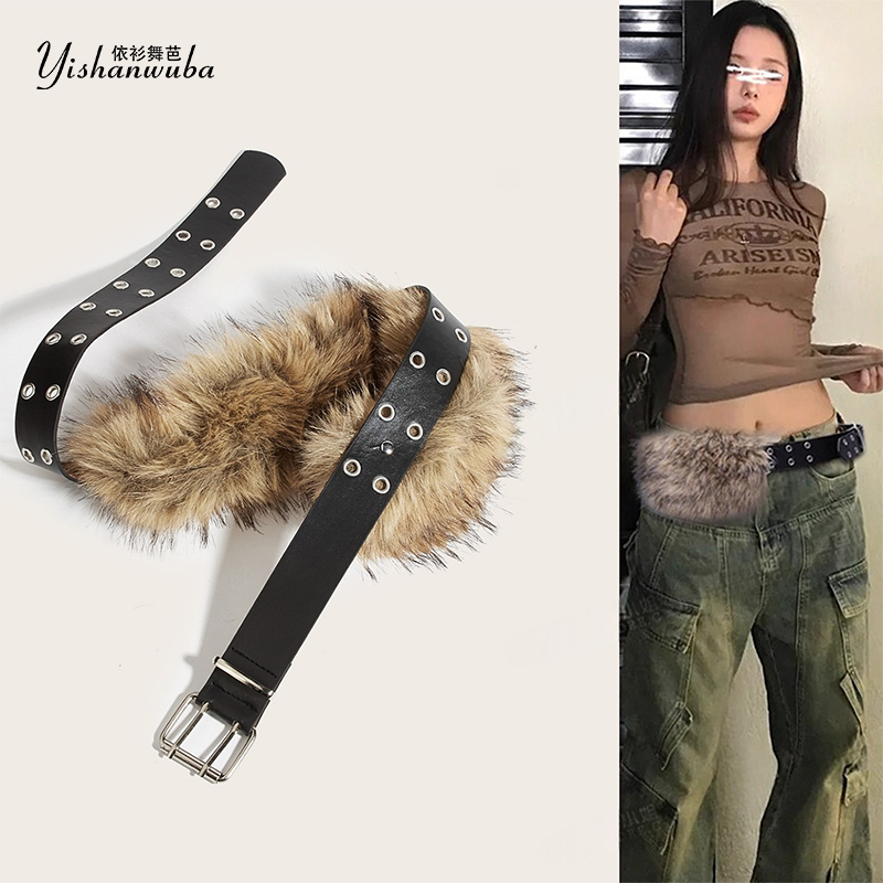 复古朋克y2k千禧风辣妹腰间配