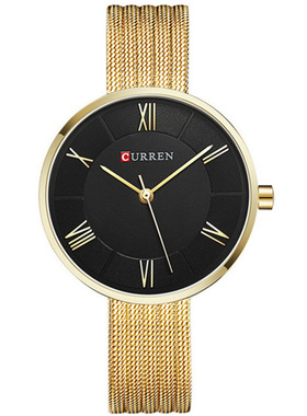 CURREN 卡瑞恩女士简约防水石英手表小表盘精致网带手表时尚腕表