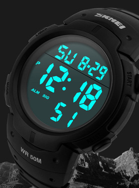 SKMEI时刻美时尚商务数字多功能LED防水游泳户外运动男士电子手表