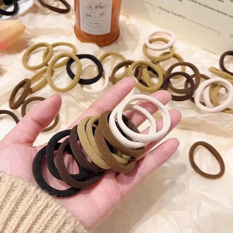 简约高弹力扎头发橡皮筋女高马尾发绳百搭发圈头饰不伤发耐用头绳 - 实物图