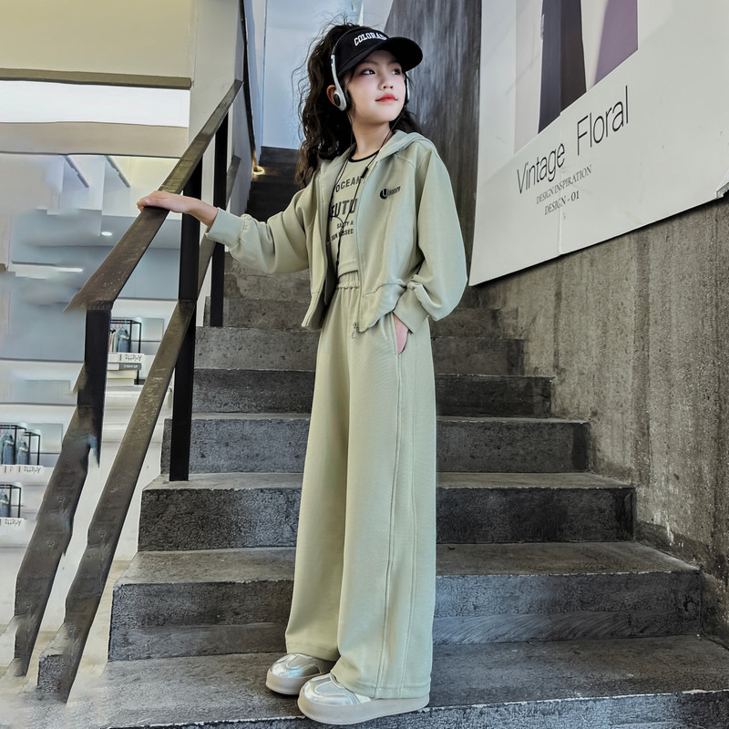 女童卫衣套装春秋2025新款儿童运动休闲裤时髦女孩大童夏装