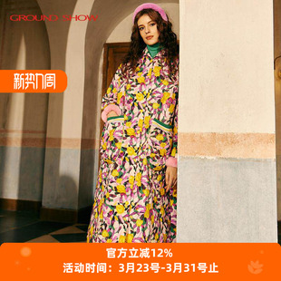 阁兰秀秋冬品印花保暖棉服质感轻奢大气棉衣外套女装 专柜款