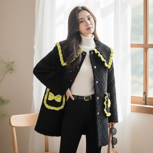 C02冬季 罩衣家居服加厚棉服 特厚加绒睡衣可爱ins风棉衣三层中长款