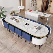 接待休息区洽谈椭圆桌椅图书馆阅览室大型12人桌子办公会议桌长桌