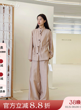 AETNA PROJECT 26SS春夏新品 小众设计宽松抽绳立领夹克羊毛外套