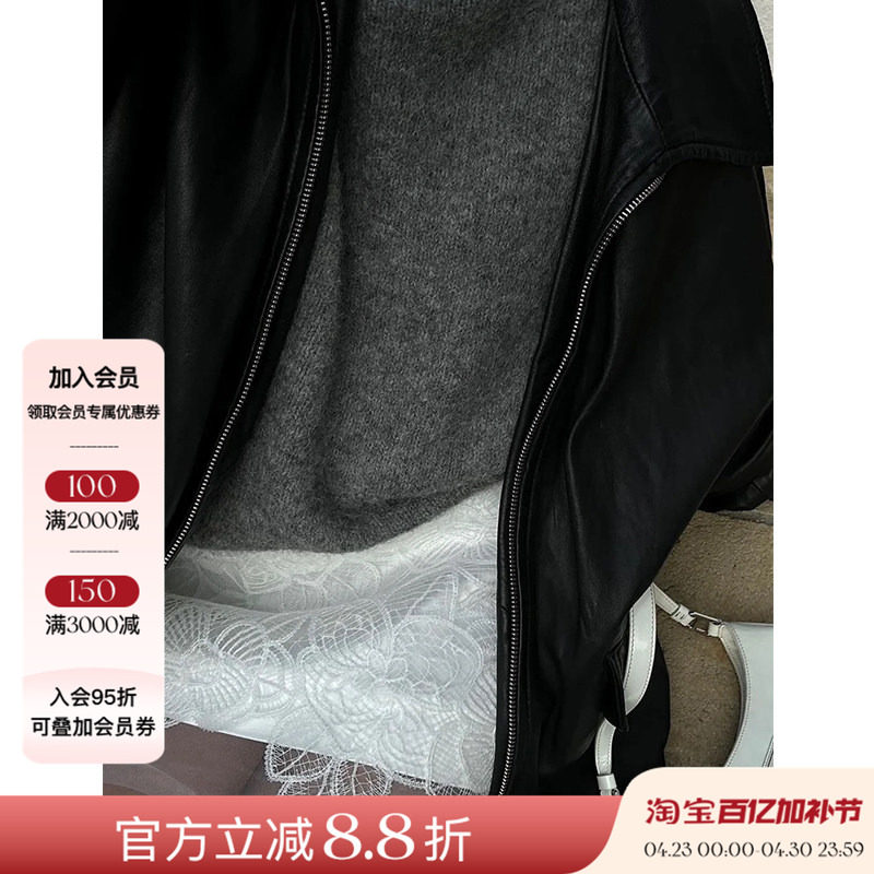 8折 正品授权VIKTORIACHAN 23AW秋冬新品 蕾丝提花双层直筒短裙