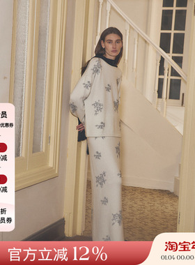 VIKTORIACHAN 25AW秋冬假日胶囊 立体雪花银线针织衫半身裙套装