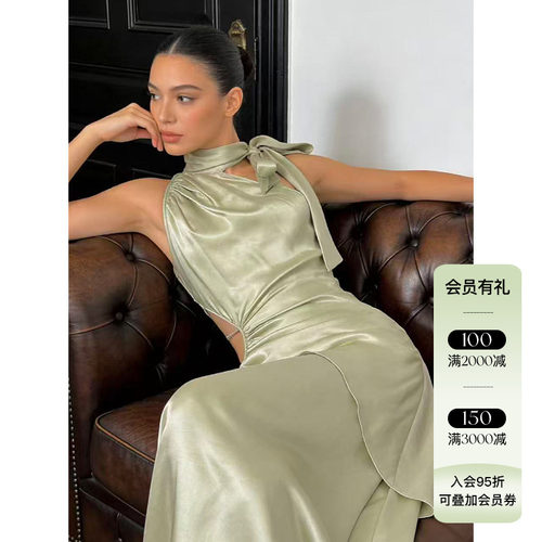 赵露思同款 Deplumer 26SS春夏新品 设计感露腰无袖连衣裙女长裙