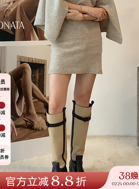 3折 现货Cello Sonata 23AW秋冬新品 可脱卸皮草撞色扣带长靴