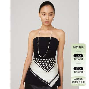 Tender Society T for Tender系列黑白老花T纹丝巾多用丝巾扣配饰