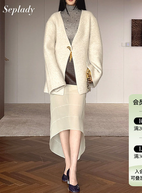 JACQUES WEI 25AW秋冬新品 纯色极简羊毛毛衣金扣保暖开衫外套