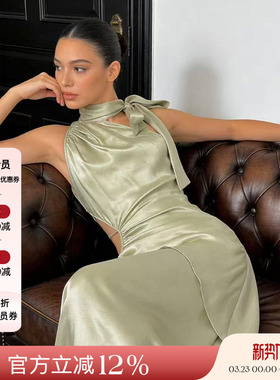 赵露思同款 Deplumer 26SS春夏新品 设计感露腰无袖连衣裙女长裙