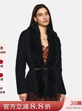 JACQUES WEI 2026新年胶囊系列马年 黑色毛领羊毛针织开衫外套女