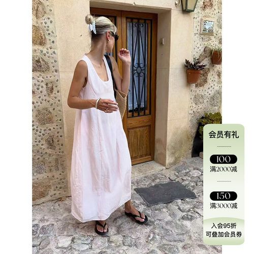 VIKTORIACHAN 26PF早秋新品 肌理感圆领花苞连衣裙女无袖宽松长裙