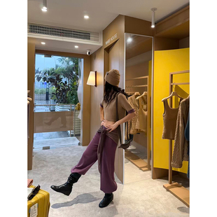 o cloche code 25AW秋冬新品 撞色拼接袖羊毛针织衫半高领上衣