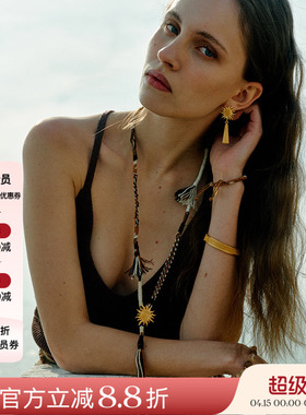 MONSECRET 25SS新品 设计感编绳旭日流浪项链长款度假风毛衣链