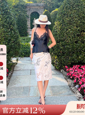 Deplumer 25AW新品 法式蕾丝边醋酸吊带黑色百搭美背上衣显瘦内搭