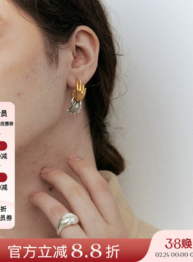 现货授权La Serenidad 手工雕刻双手吊坠造型个性高级感耳坠耳环