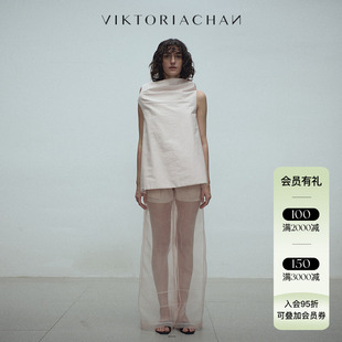 VIKTORIACHAN 25SS新品 小众不规则无袖上衣拼接透纱层次感裤子