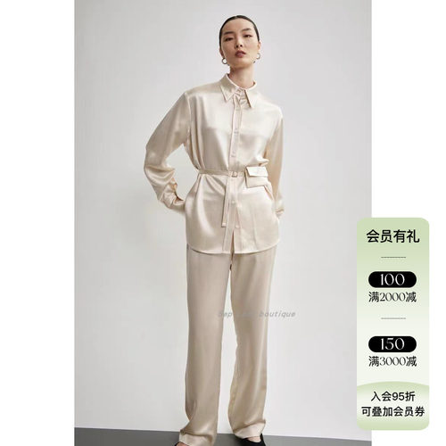 现货VIKTORIACHAN缎面长袖衬衫