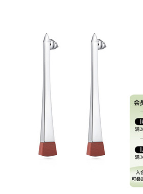 6折优惠现货授权ASCENDER 天然红玉石 米黄石黑檀木梯形镶嵌耳环