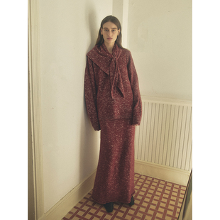 VIKTORIACHAN 25AW秋冬假日胶囊 设计感V领针织毛衣半身裙套装女