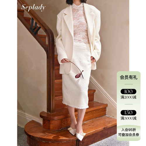 Deplumer 25AW新品 复古小众西装后背蕾丝镂空设计感纯色气质外套