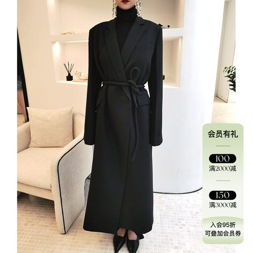 现货VIKTORIACHAN黑色系带大衣