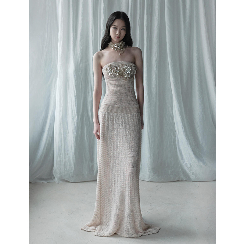 TensionArchive抽褶抹胸连衣裙