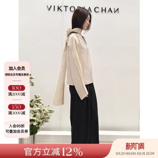 VIKTORIACHAN 上衣正品 24AW秋冬新品 饰长袖 飘逸纯色围巾装 5折