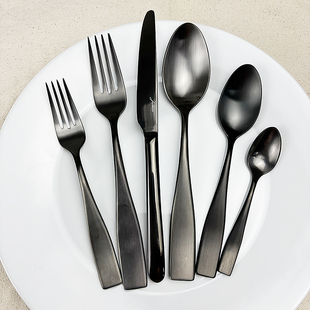 出口西餐具18/10不锈钢镀钛黑色主餐刀叉勺牛排刀叉甜品勺子叉子