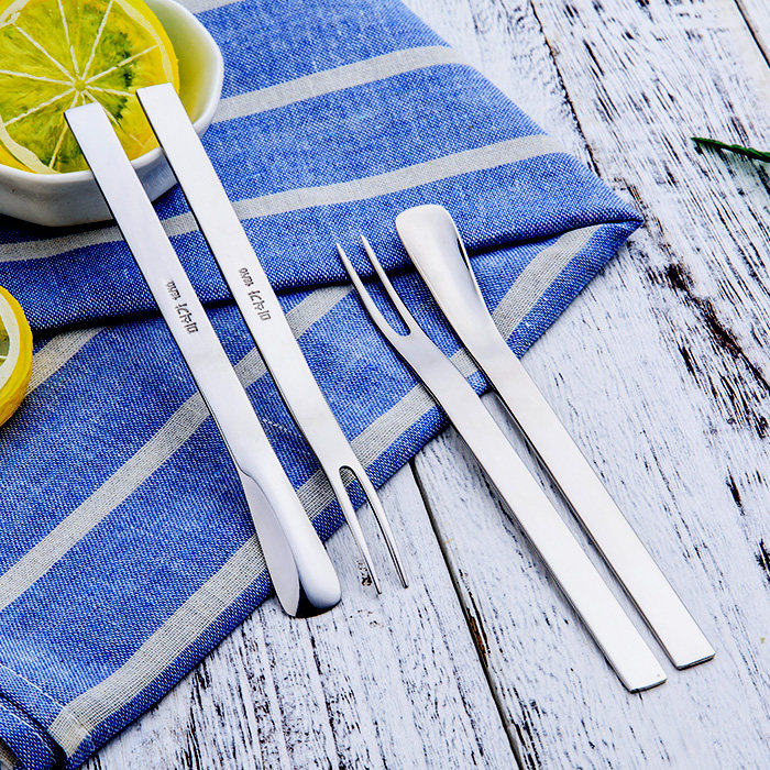 出口韩国餐具18-10不锈钢两齿水果叉水果签/咖啡勺搅拌勺甜品勺子